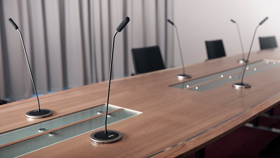 DPA microphone base on conference table